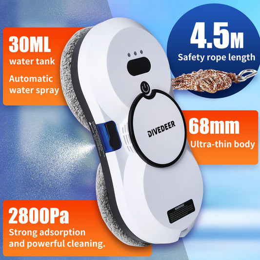 Divedeer Water Spray Window Cleaning Robot High Suction