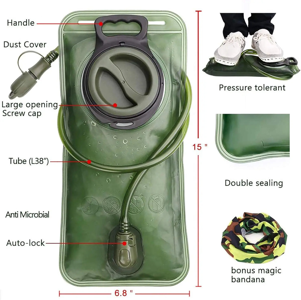 Hydration Bladder 2l Water Bladder Hiking Backpack Leak