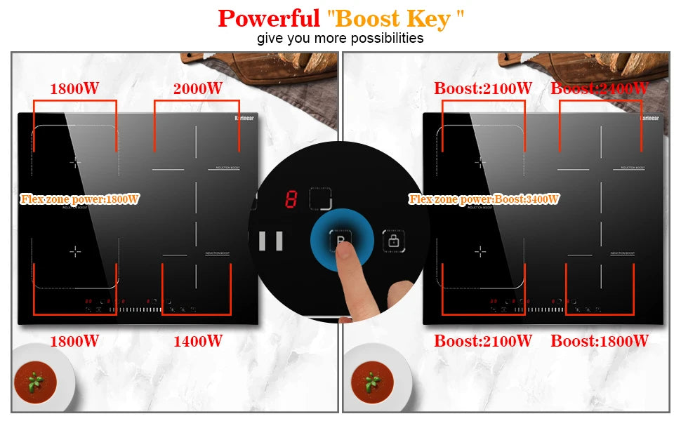 Karinear Built-In 4-Burner Induction Cooktop Electric Induction