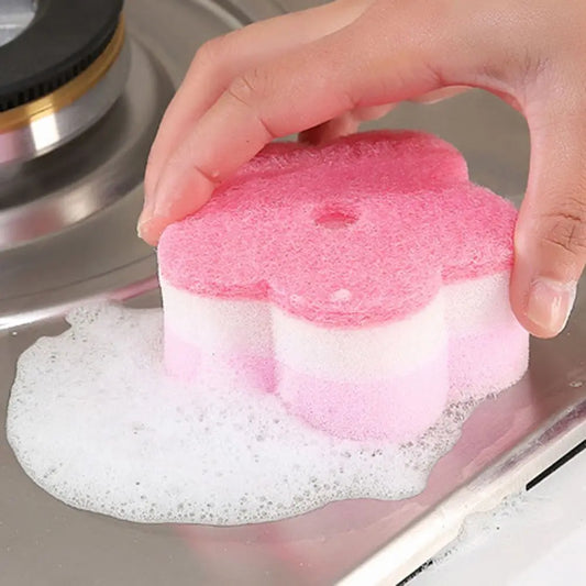 Practical Sponges Scouring Pads Flower Shape Sponge Brush