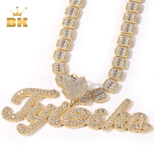 Bling King Heart Bail Custom Brush Script Bubble