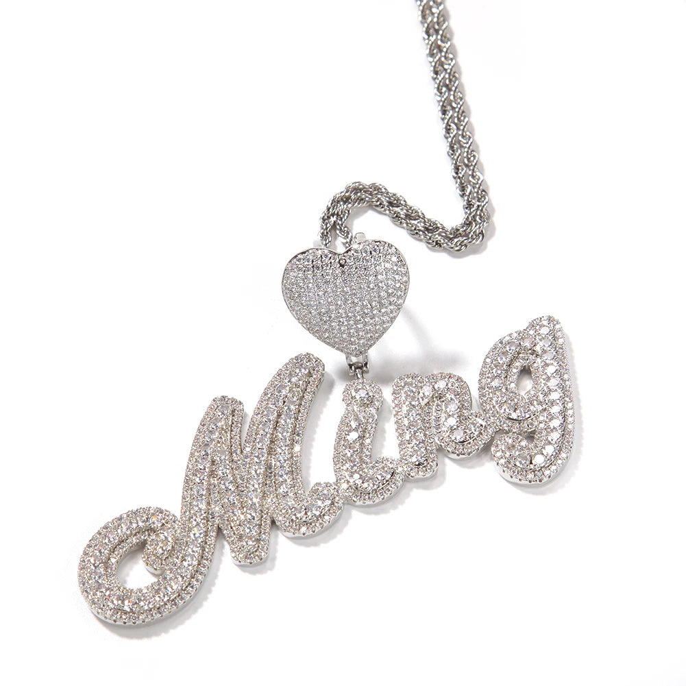 Bling King Heart Bail Custom Brush Script Bubble