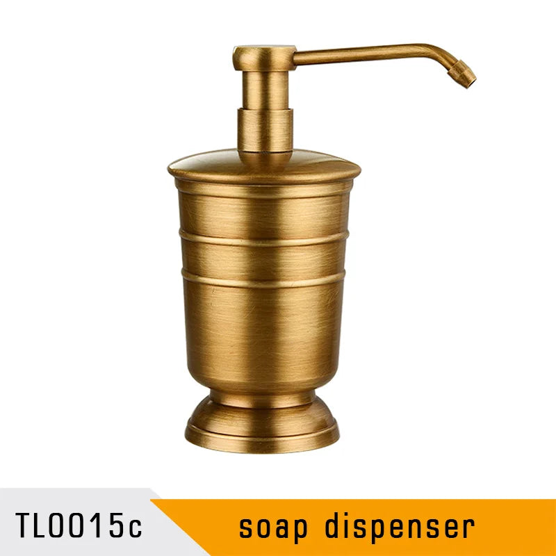 Antique Brass Soap Dish Liquid Soap Dispenser Toothbrush