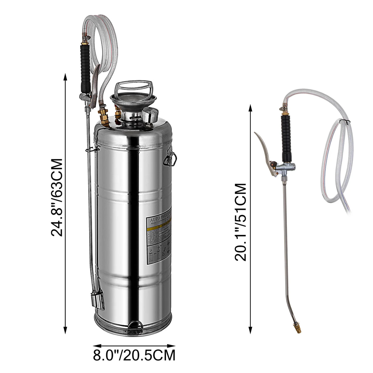 Succebuy 4-12l Hand Powered Sprayer Stainless Steel Watering