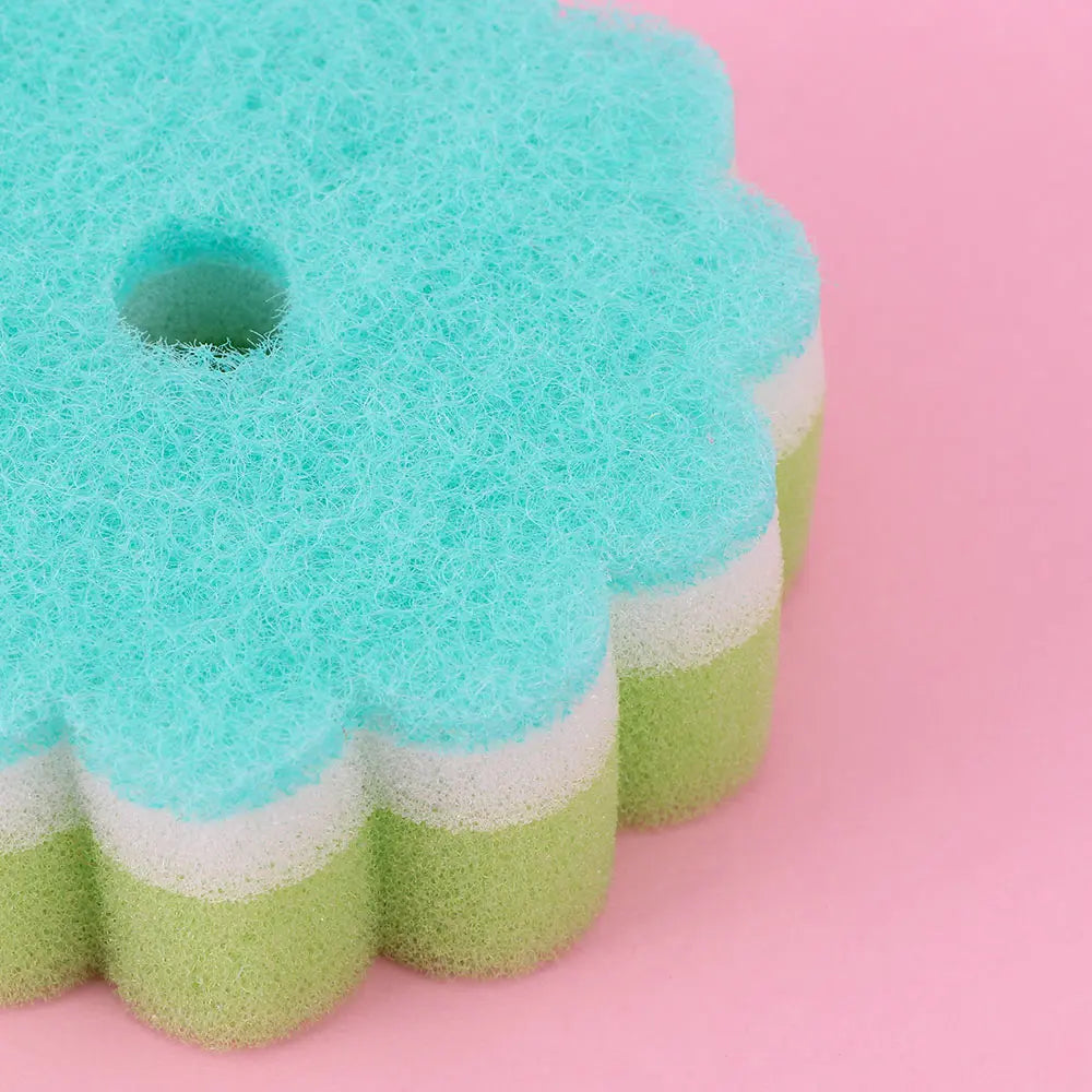 Practical Sponges Scouring Pads Flower Shape Sponge Brush