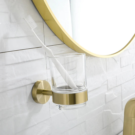 Bathroom Hardware Brushed Gold Toilet Brush Holder Robe
