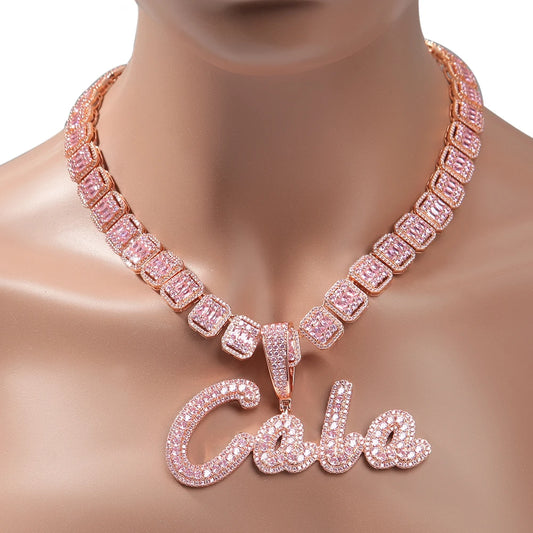Tbtk Custom Name Necklace Brush Script Bubble Letter