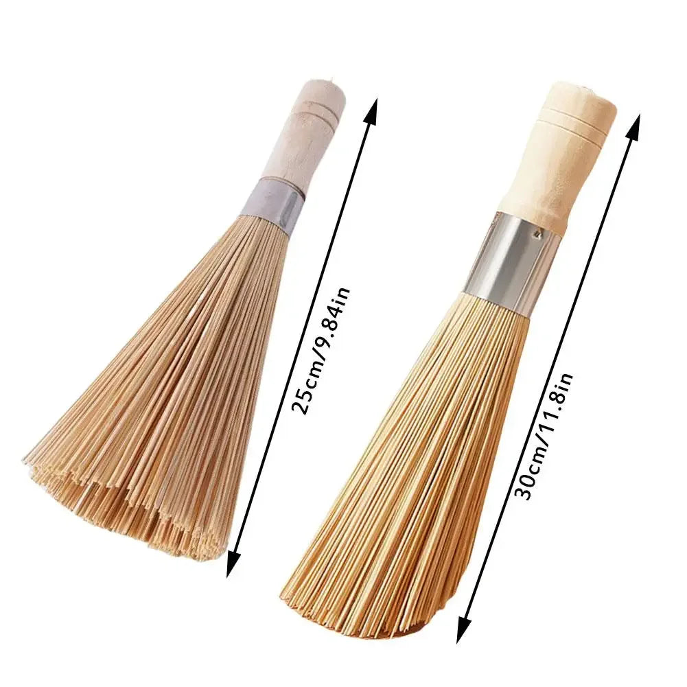 25cm Natural Bamboo Pot Brush Long Handle Wok