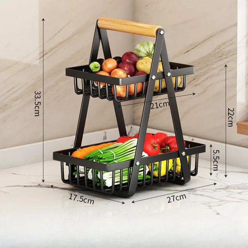 2/3 Tiers Countertop Fruit Basket Fruit Bowl Basket
