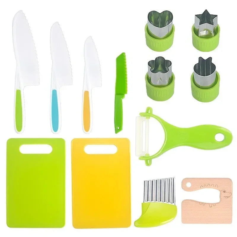 13/17pcs Montessori Kids Cooking Safe Knives Toddler 2-8