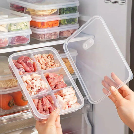 Refrigerator Storage Box 4/6 Grid Food Vegetable Fruit