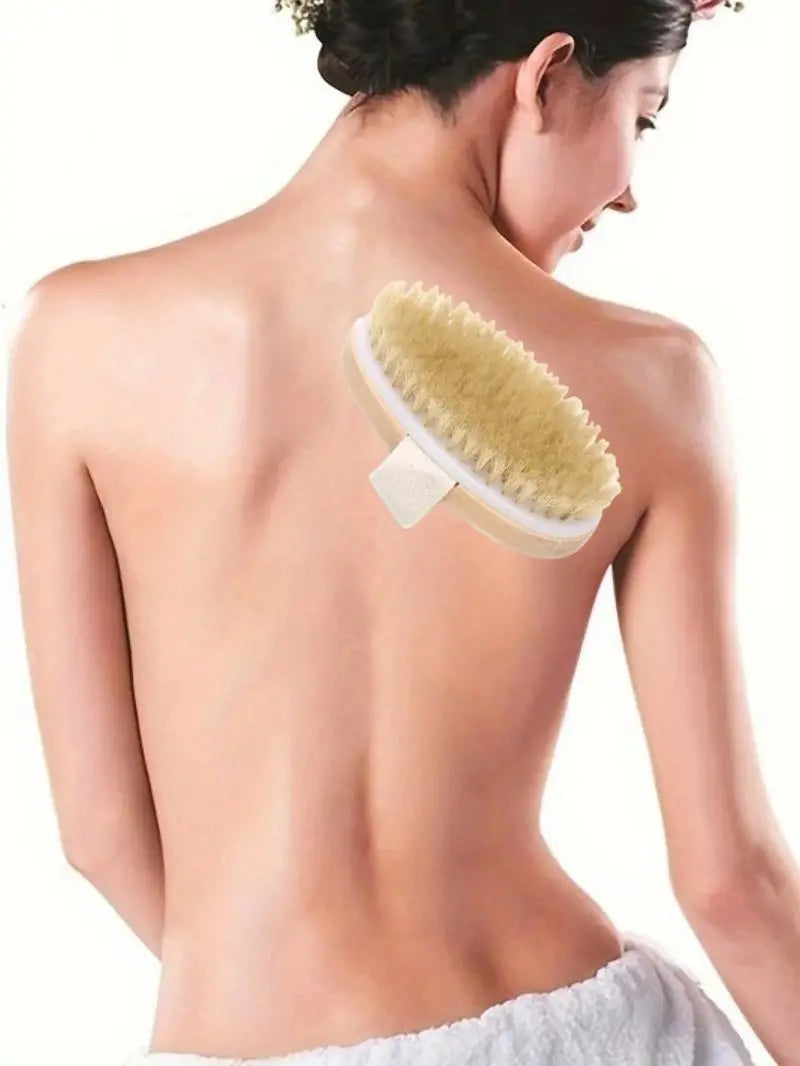 Natural Bristle Body Spa Brush Wet Dry Skin