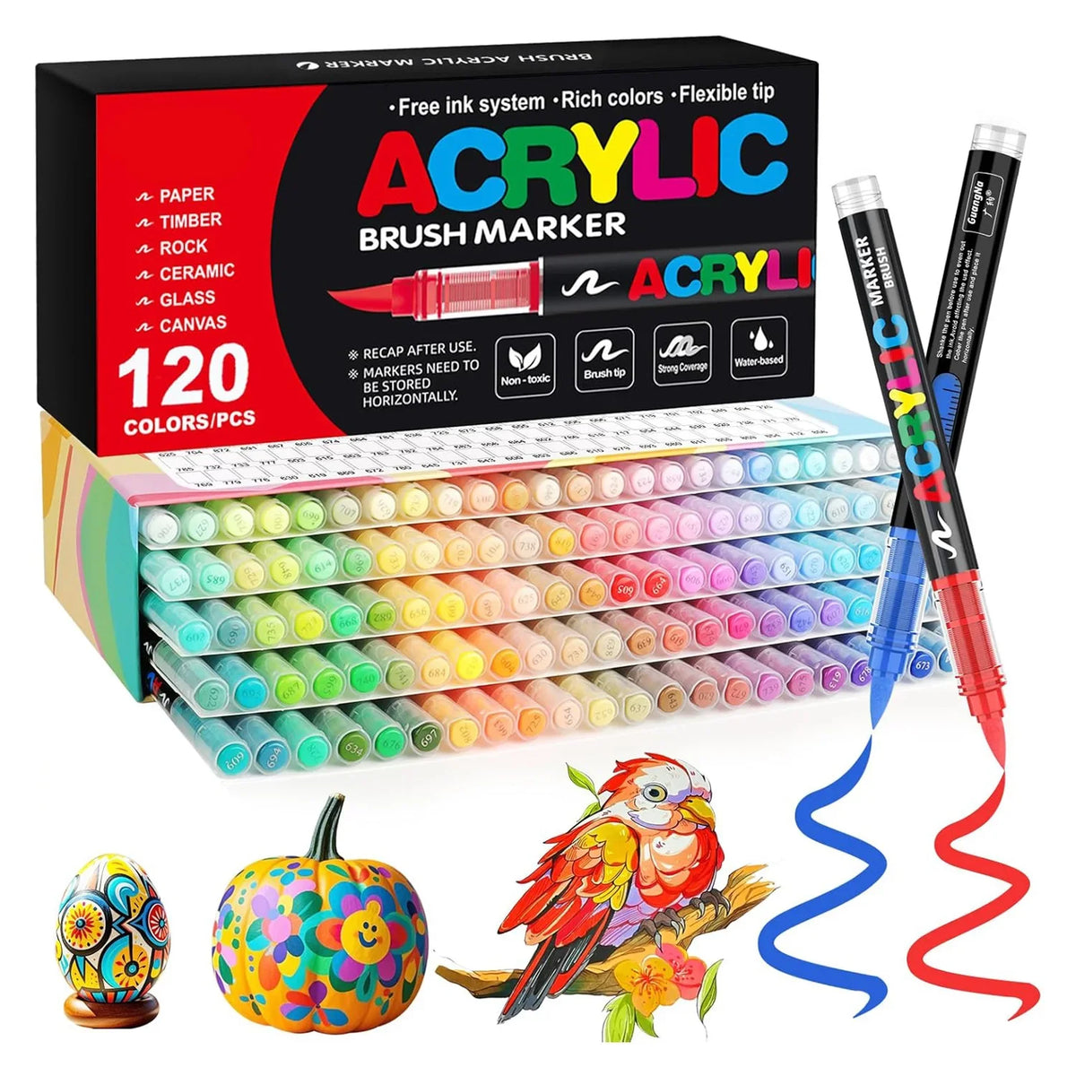 12-418 Colors Acrylic Marker Washable Markers Brush Tip