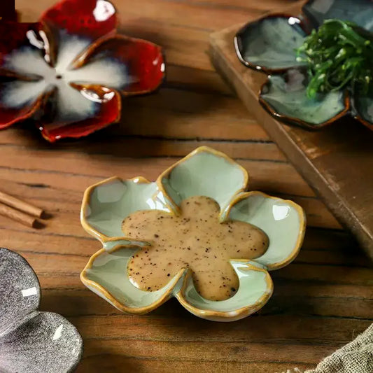 1pcs Ceramic Craft Dish Flower Shaped Small Dish