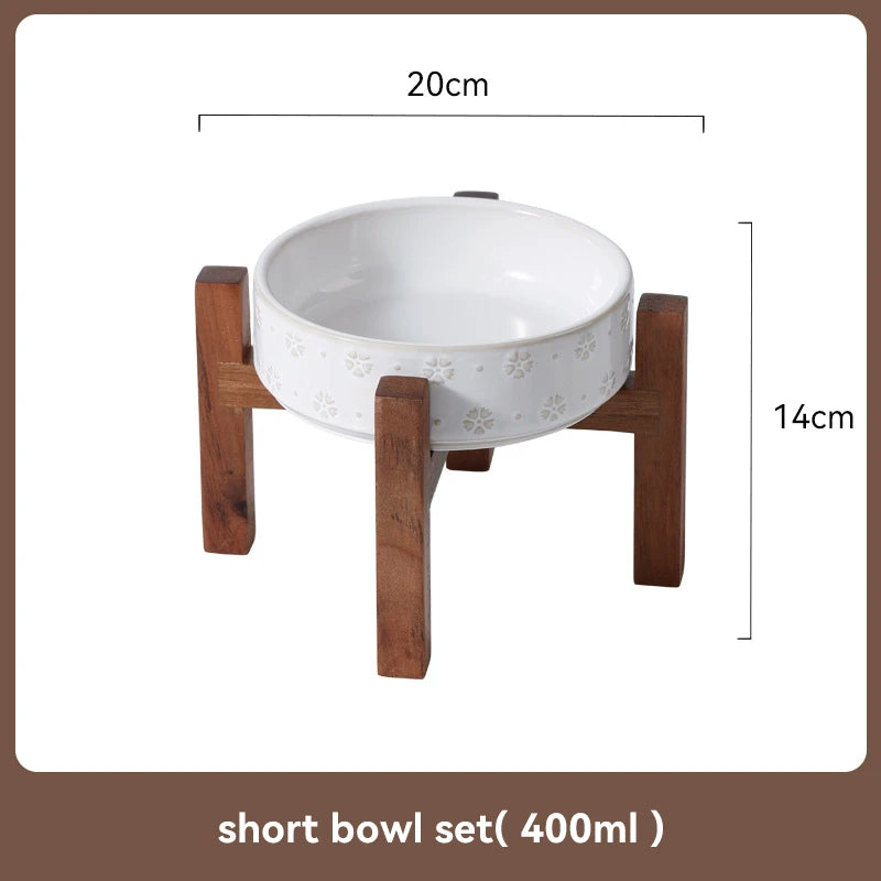 Ceramic Dog Bowl Wooden Stand 1200ml 1800ml Anti