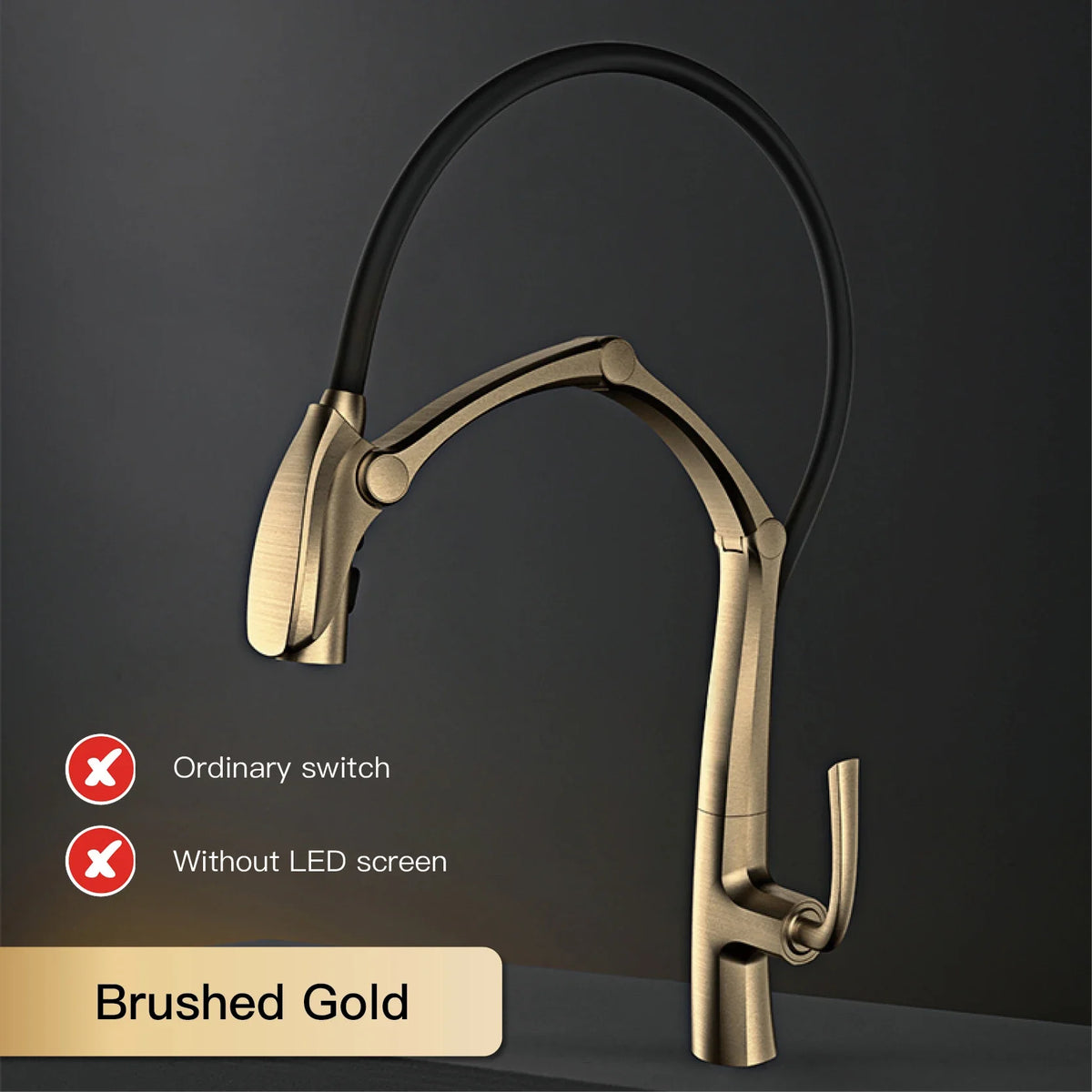 Luxury Brass Gun Gray Faucet Digital Display Intelligent