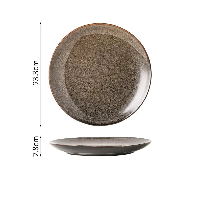 Ceramic Dinner Plate Creative Kiln Change Retro Shallow