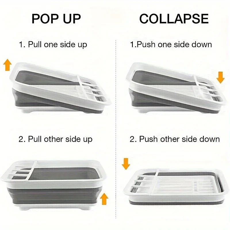 Collapsible Dish Drying Rack Utensil Holder Rv Camping