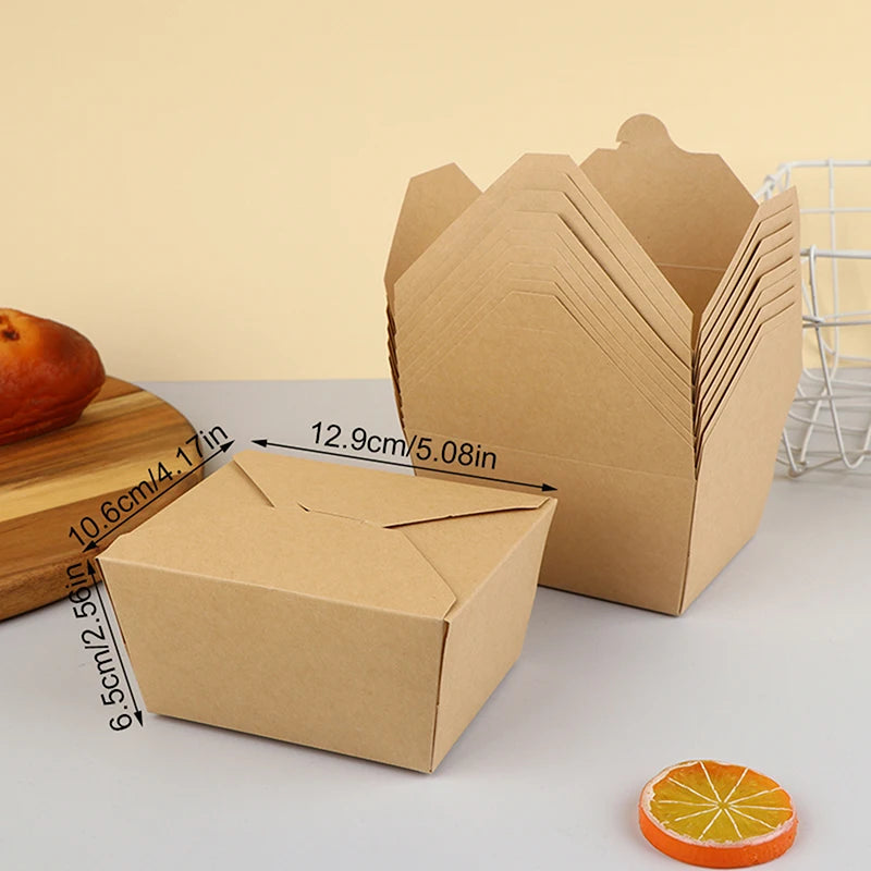 10pcs Disposable Fast Food Boxes Thickened Kraft Paper