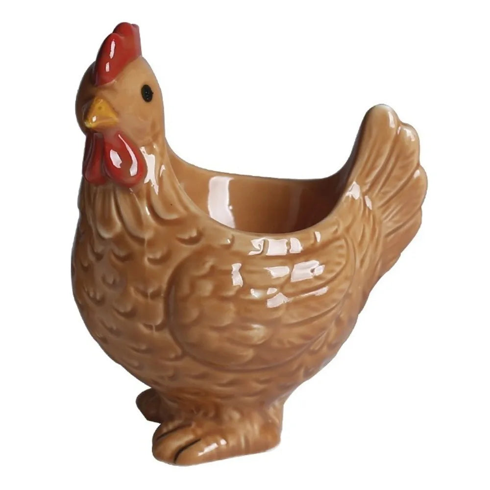Unique Chicken Shape Ceramic Egg Cup Cartoon Decorative