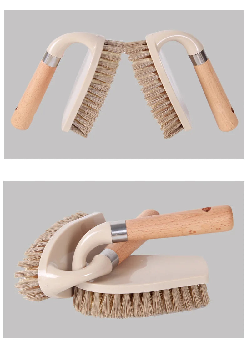 Wooden Handle Cleaning Brush Stiff Bristle Scrubber