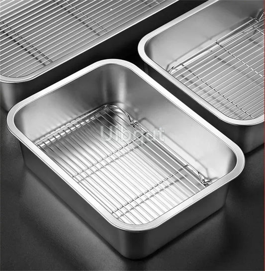 Thicken Stainless Steel Serving Tray Lid Rectangle Metal