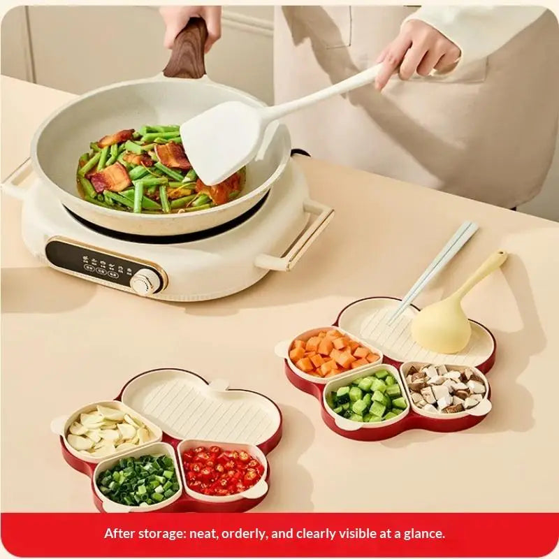 Multi Compartment Food Prep Tray Detachable Dividers Utensil
