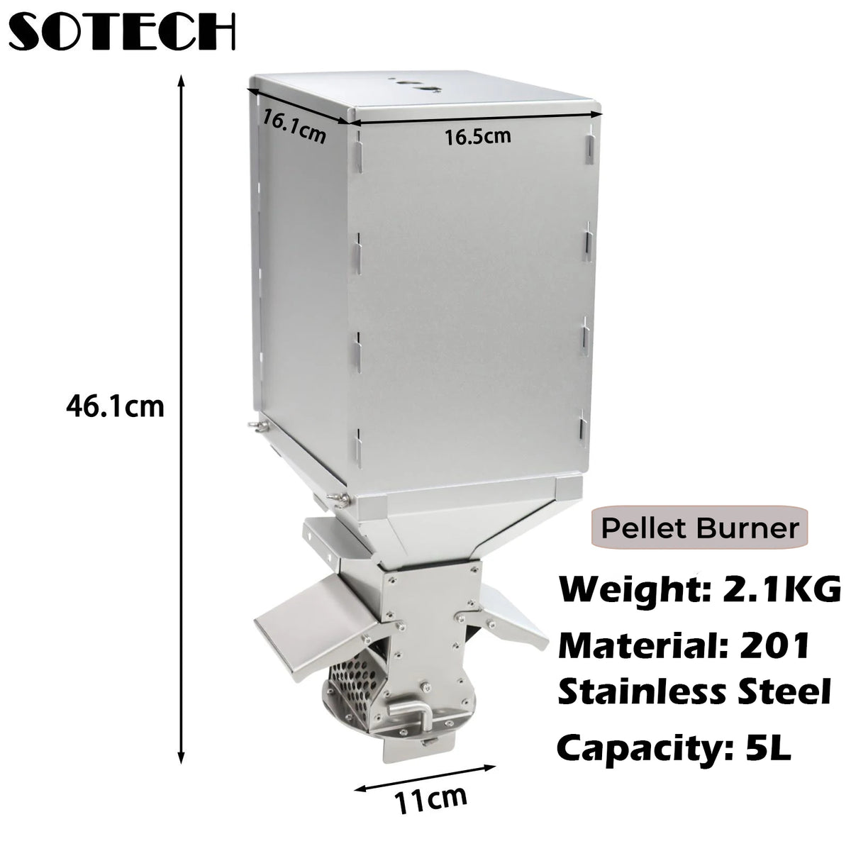 Stainless Steel Pellet Hopper Gravity Feed Fuel Storage