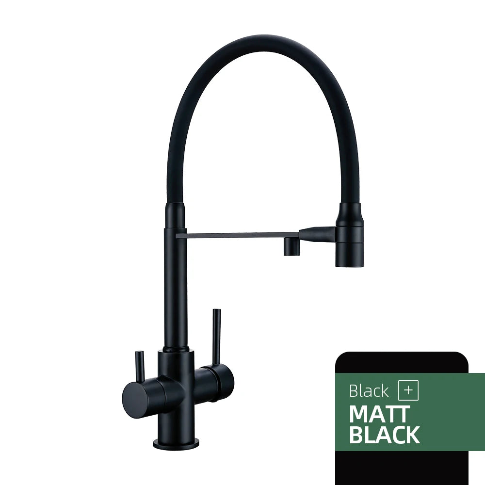 Gunmetal Faucet Brass Ways Sink Mixer Black Hose
