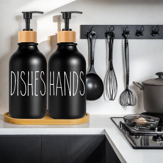 Dish Hand Soap Dispenser Bamboo Pump Liquid Hand