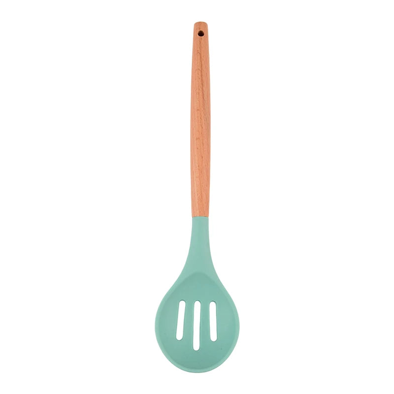 1pc Silicone Skimmer Colander Slotted Serving Spoon Salad