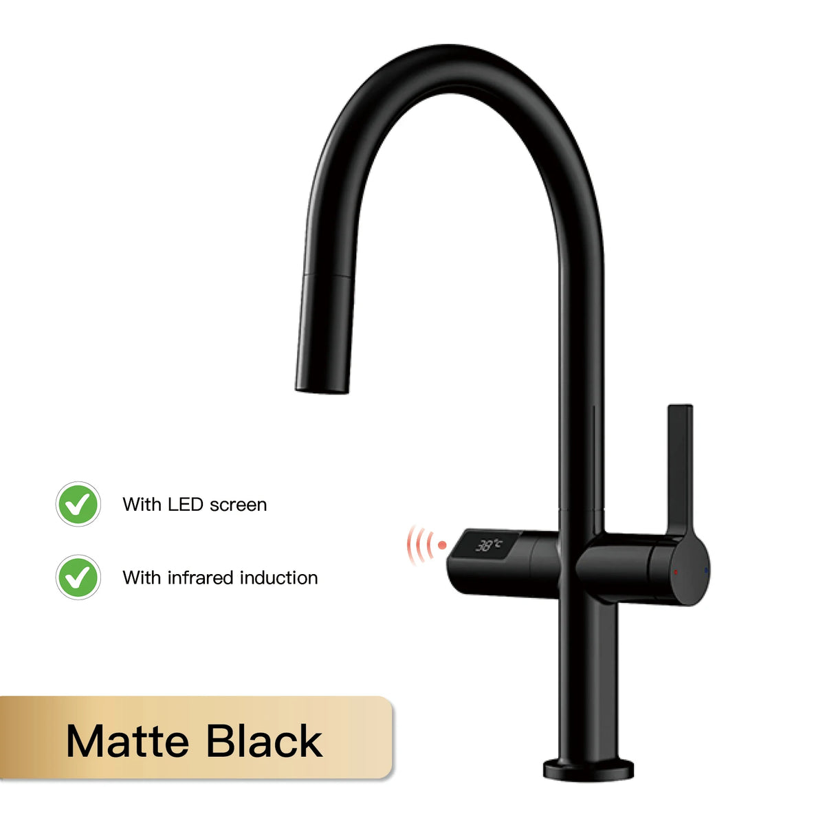 Luxury Brass Gun Gray Faucet Led Digital Sensing