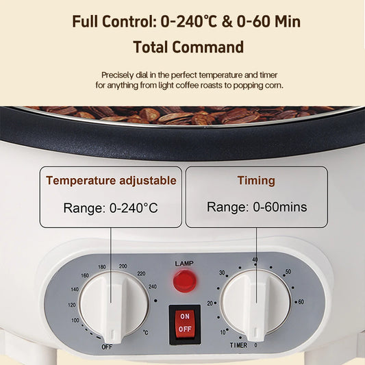 Electric Coffee Bean Roaster Temperature Control Peanut Beans