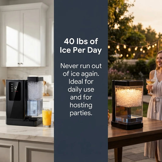 Silonn Countertop Nugget Ice Maker 40lbs/24h Fast 8m