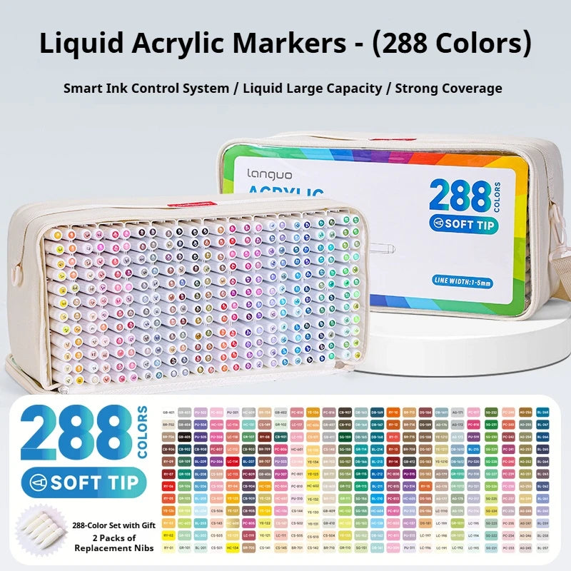 96/192/240/288 Colors Direct Liquid Acrylic Paint Pens Brush
