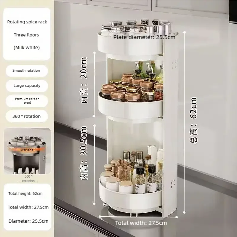 360 Rotating Corner Spice Rack 2/3 Layer Organizer
