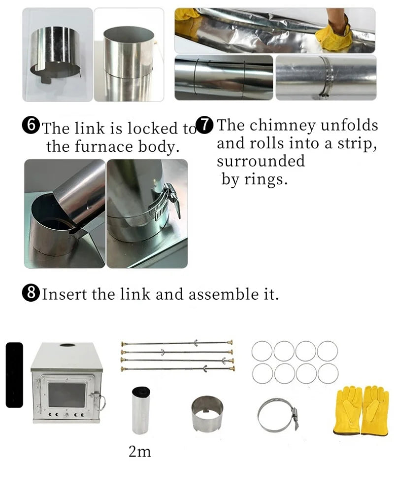 Foldable Tent Stove Lightweight Titanium Alloy Combustion Durable