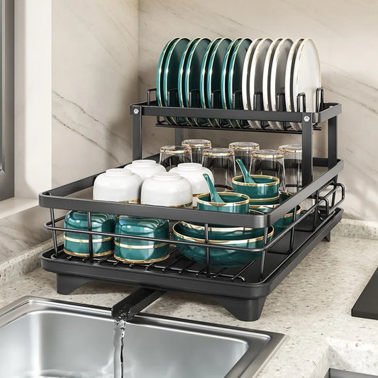 Dish Drying Rack Adjustable Stainless Steel Cutting Board