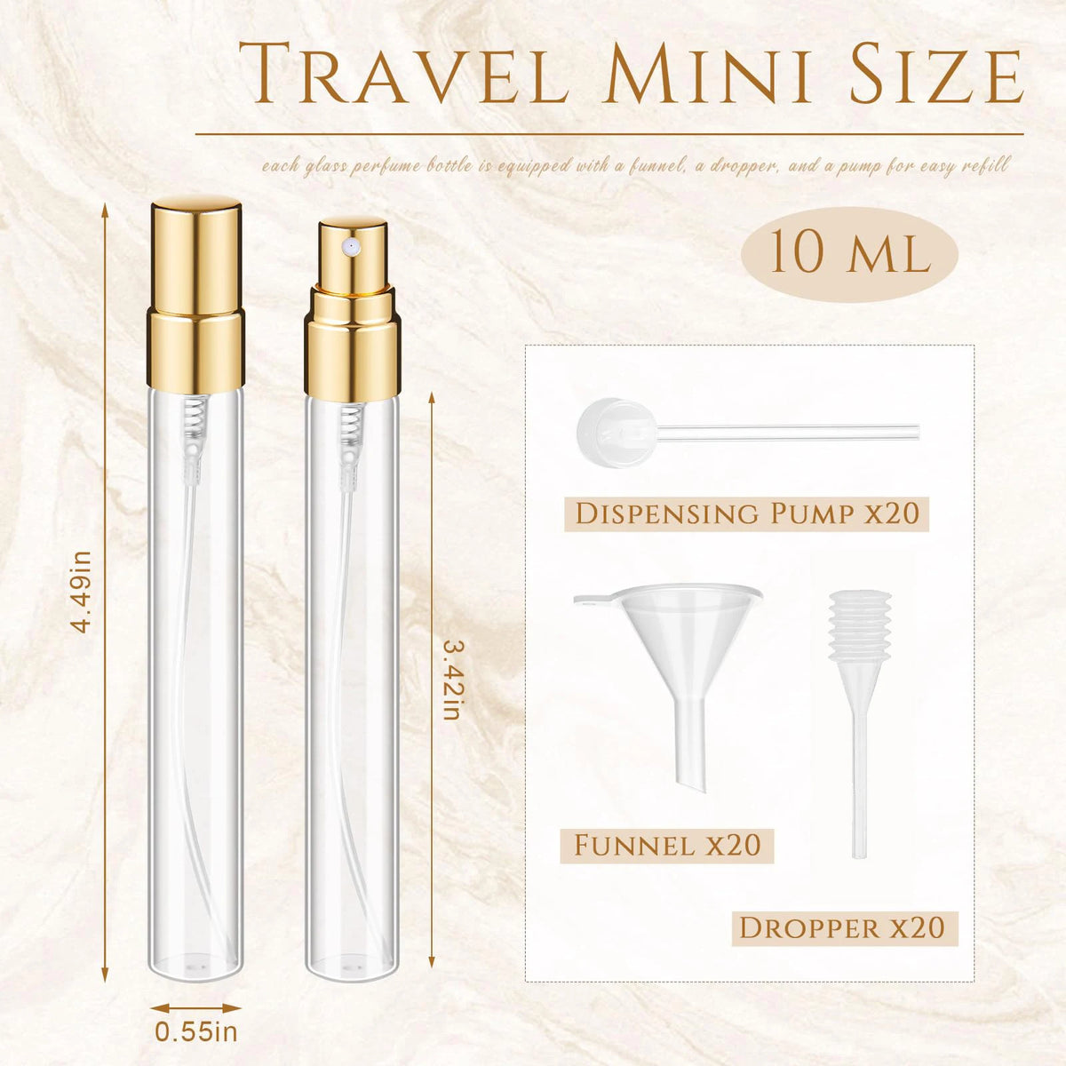 60pcs Mini Transparent Perfume Bottle Refillable Bottle