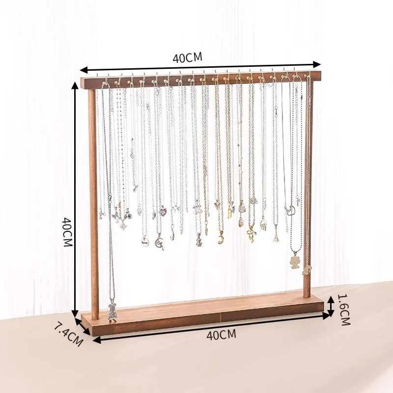 Jewelry Organizer Display Stand Solid Wood Necklace Hanging