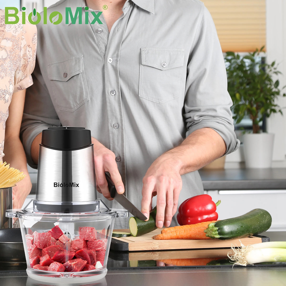 Biolomix 8l Glass Bowl Food Processor Chopper Two