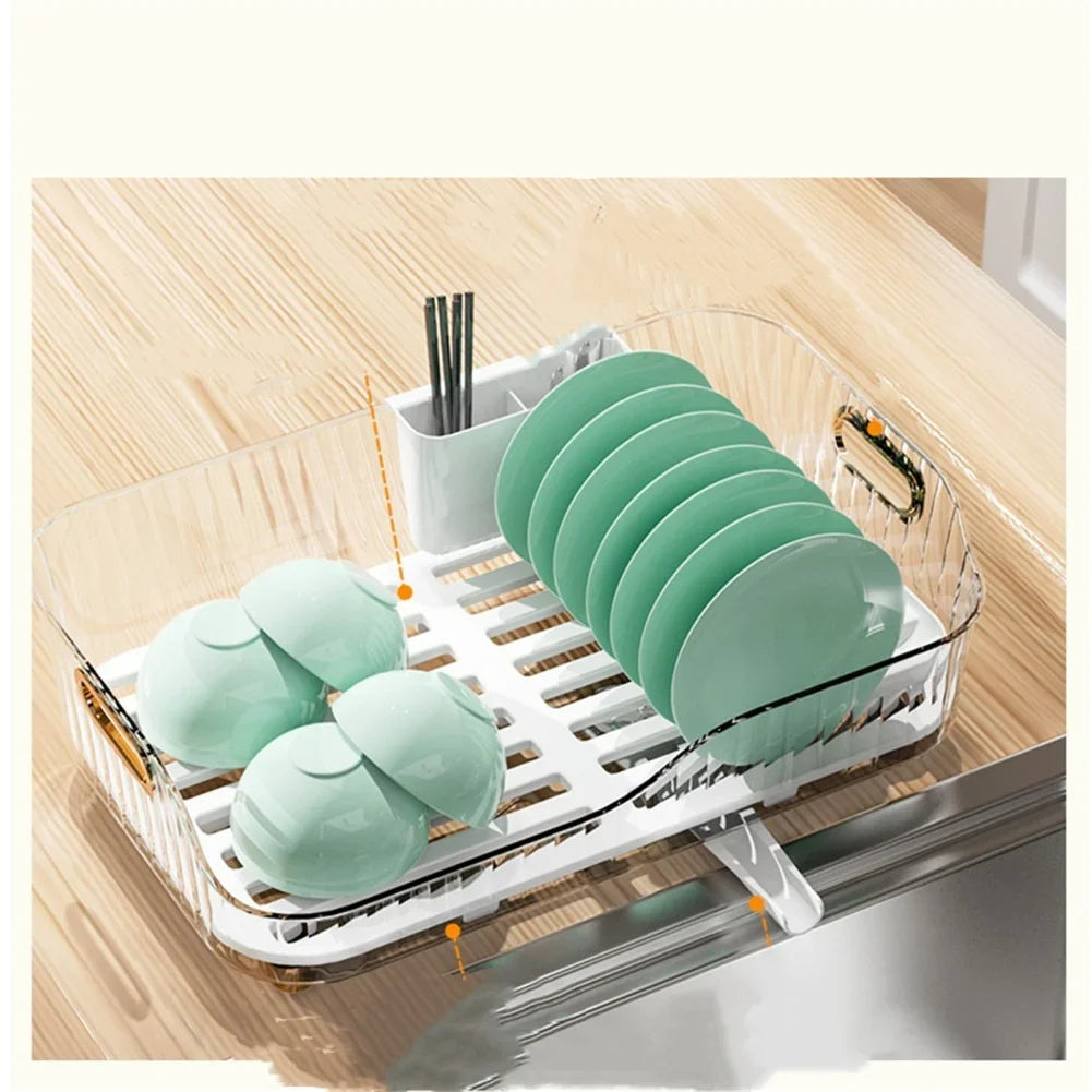 Dish Drying Rack Dish Drainer Removable Utensil Holder