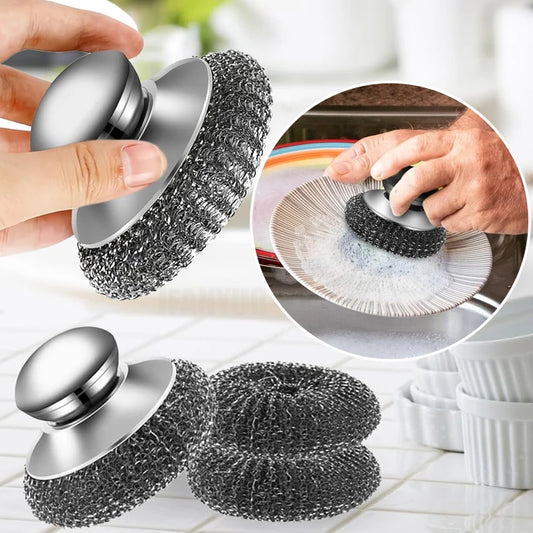 Stainless Steel Pot Brush Handle Metal Ball Dishwashing