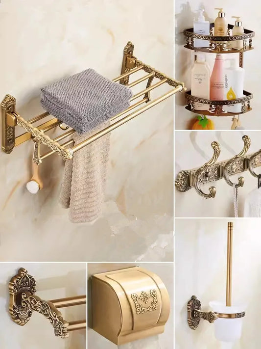 Antique Bronze Carved Bathroom Aluminum Bath Hardware Bathroom