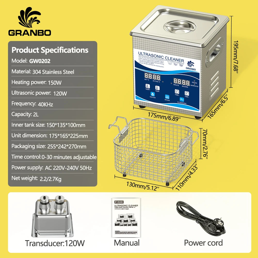 2l Ultrasonic Cleaner Bath Degas Semiwave 60w 120w