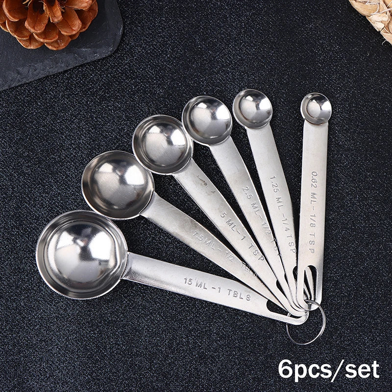 4/6/8pcs Stainless Steel Measuring Spoon Scale Baking Cooking