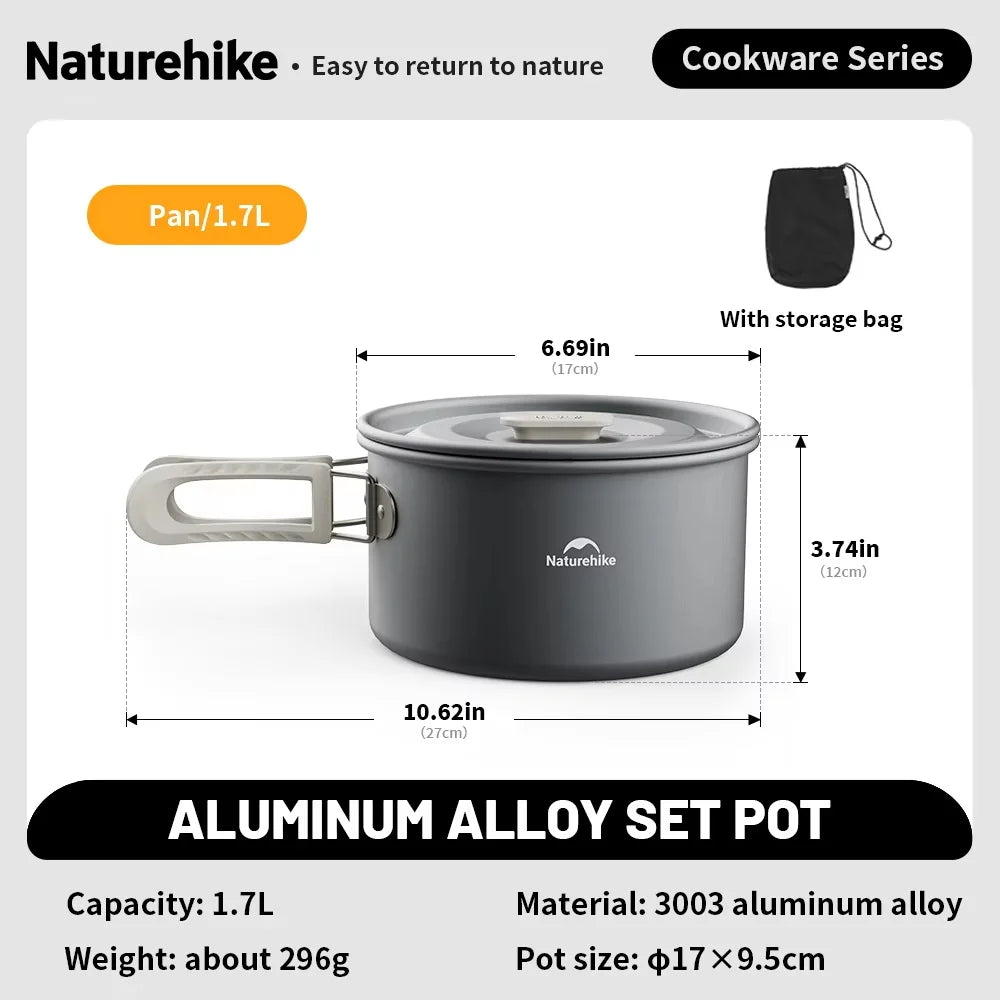 Naturehike Camping Cookware Kit Outdoor Frying Pan Kettle