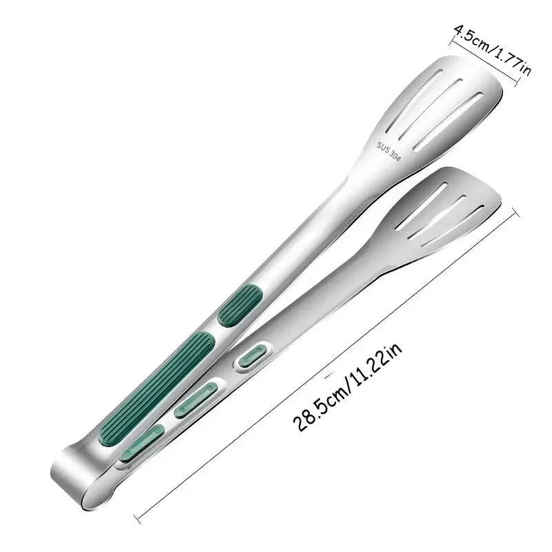 1pc Non Slip Stainless Steel Food Tongs Meat