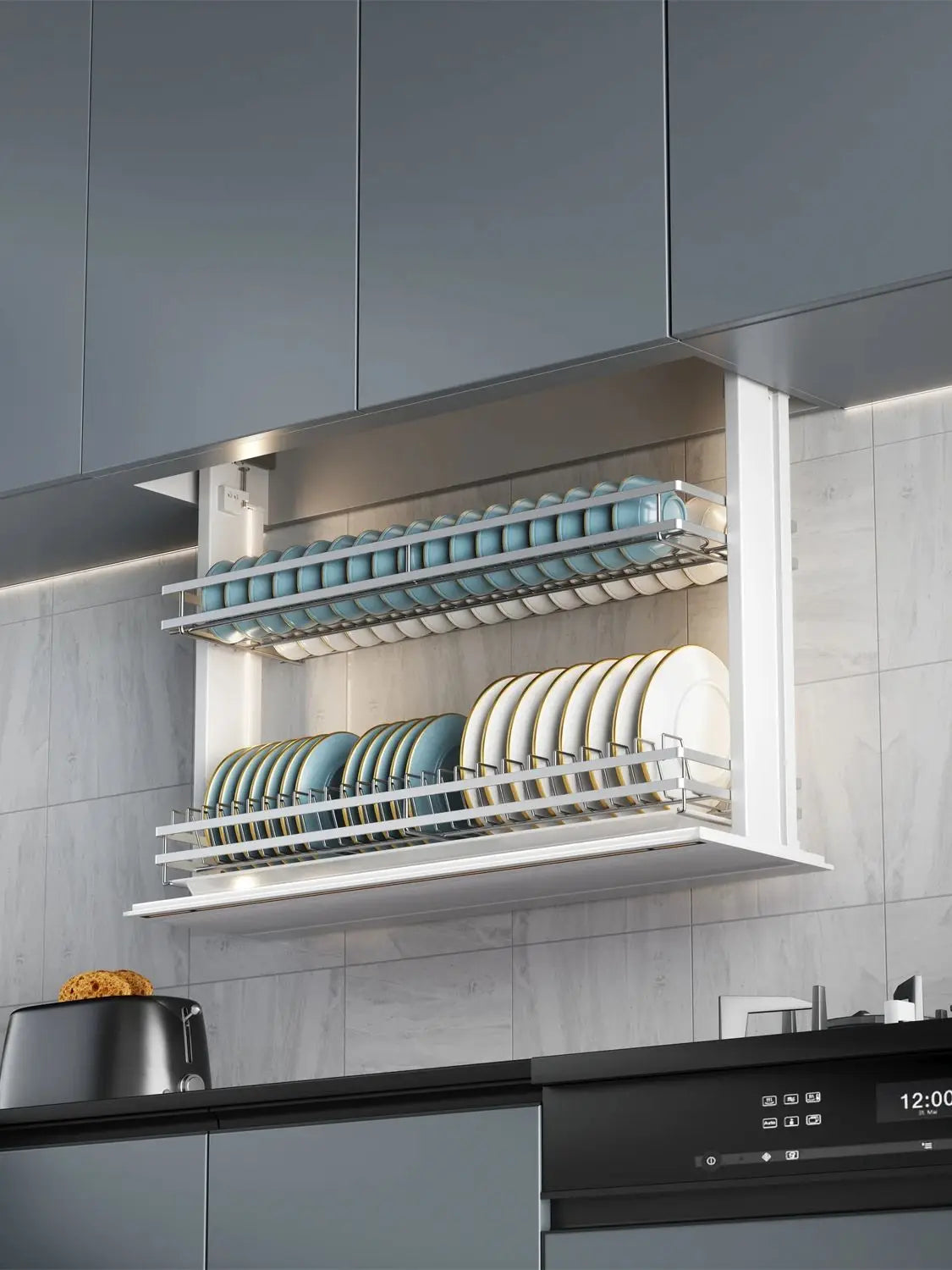 Angelparticle Smart Pull Down Cabinet Organizer-Electric Dish