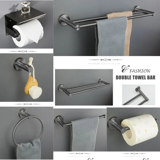 Gray Bathroom Hardware Cup Rack Towel Rack Toilet
